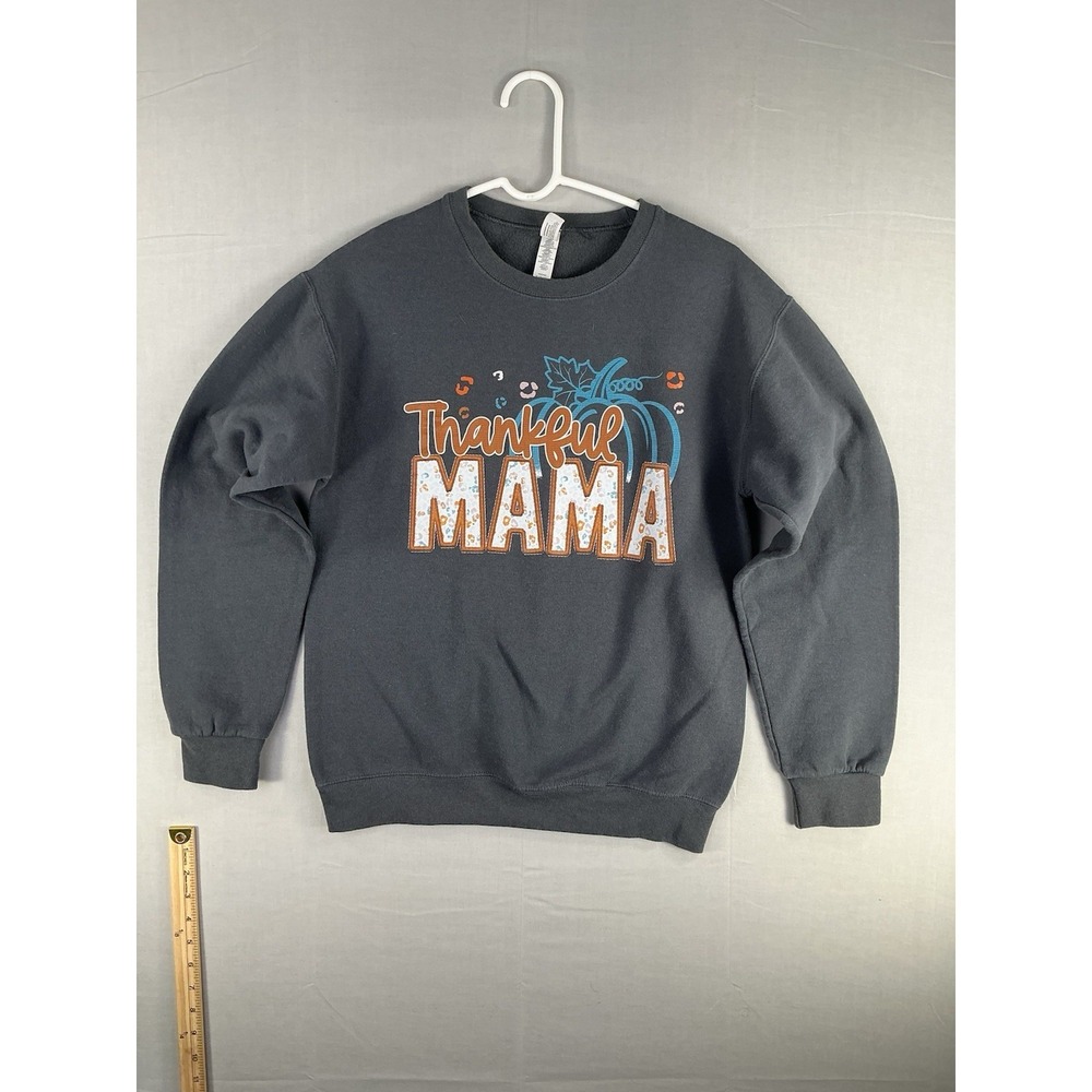 Thankful Mama‎ Sweatshirt Womens Small Gray Crewneck Pullover Fall